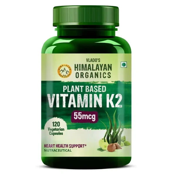 Himalayan Organics Plant-Based Vitamin K2 Supplement Supports Stronger Bone & Heart Health - 120 Veg Capsules