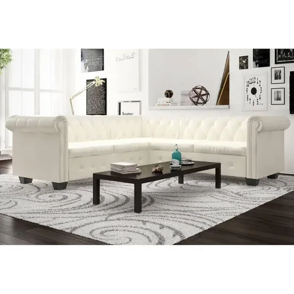 vidaXL Sofa Chesterfield Corner Sofa Sectional L Shaped Couch Faux Leather