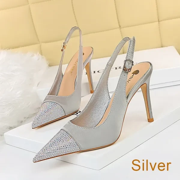 Sexy Pointed Toe Slingback Sandals Stiletto High Heeled Shoes for Women