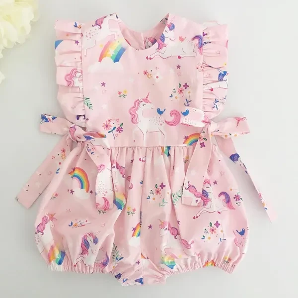 Cute Newborn Baby Girl Clothes Sleeveless Floral Romper Bodysuit Summer Outfits Set 0-24M