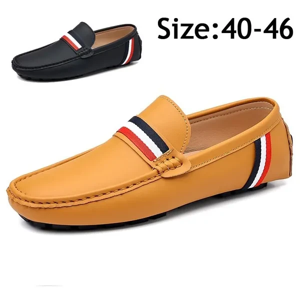 Leather Loafers for Men Handmade Moccasins Mens Shoes Flats Casual Leather Shoes for Men Luxury Comfy Mens Loafers Size 46