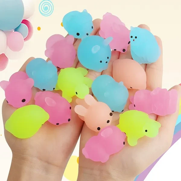 30 Pcs Mochi Animals Toys Glow in The Dark Mochi Toys Mini Stress Relief Toys Mochi Cat Relief Stress Toys Easter Gifts