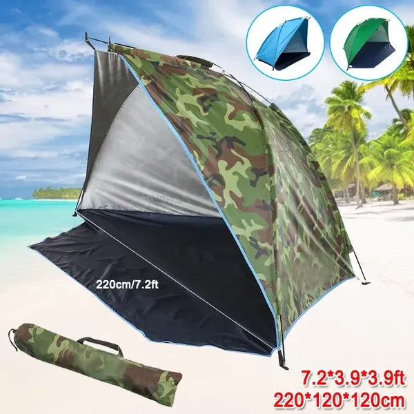 Single Layer Beach Tent 2 Persons Camping Tent Anti UV Sun Shelter Awning Shade Outdoor Tent for Fishing Picnic Hiking