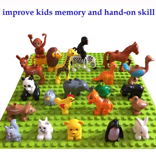 Kids Animal stacking Toys Compatible With Duploed Blocks Toddler Toys for 1 2 3 year old Boy Girl