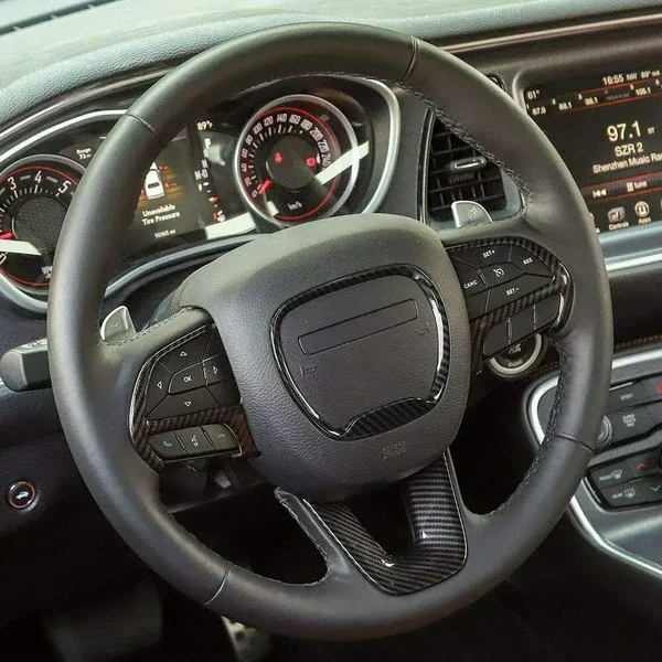 Steering Wheel Trim Cover Sticker for 2015-2020 Dodge Charger Challenger, for 2014-2020 Dodge Durango and Jeep Grand Cherokee SRT8