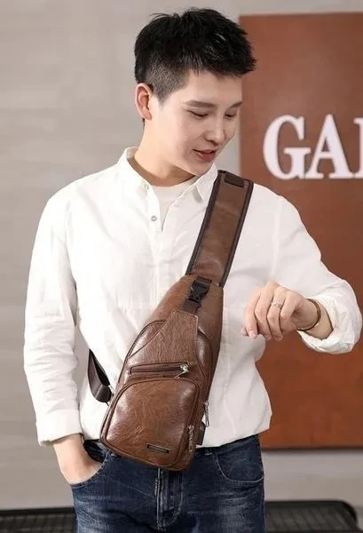 2020 Newest Men's Sling Bag Chest Shoulder Backpack Cross Body Purse Anti Theft For Travel Hiking School with USB Charging Port