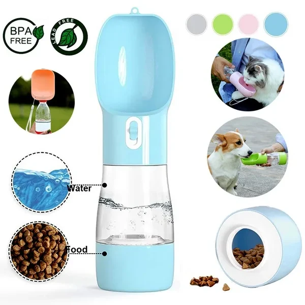 Pet Drinking Water Feeder Dog Water Bottle Outdoor Portable Dog and Cat Feeding Bowl Food Water Bottle