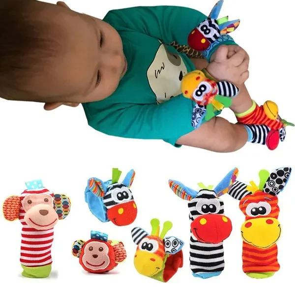 Baby Toys Wrist Strap Rattles Animal Zebra Socks Soft Infant Stroller Toys Hand Foot Developmental Baby Toys 0-12 Months