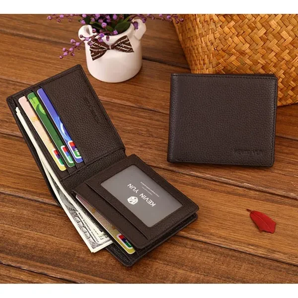 Fashion Casual Mens Genuine Leather Bifold Wallet ID Credit Card Holder Short Pocket Wallet Purse
