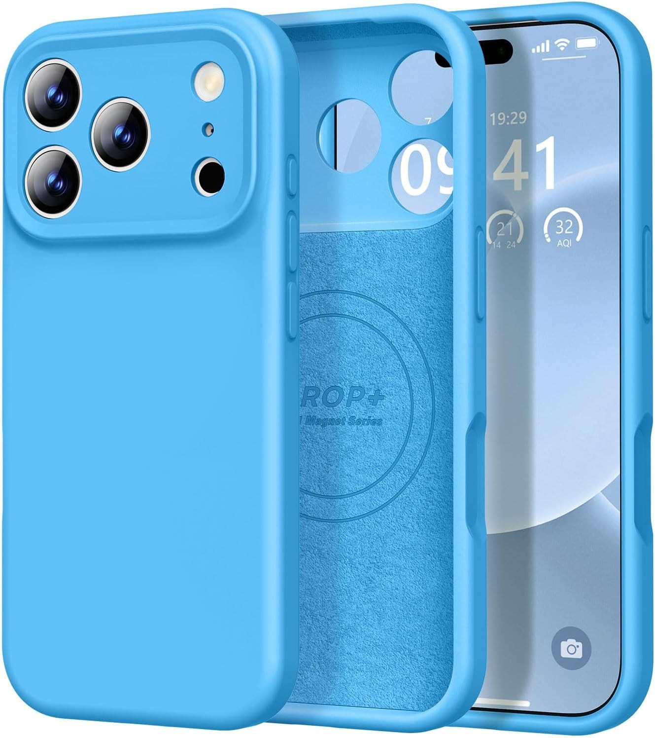 Vooii Magnetic for iPhone 17 Pro Max Case, Compatible with Magsafe (Premium Liquid Silicone) (Integrated Camera Control Button) Full Body Protective Anti-Scratch Microfiber Lining 6.9 inch, Blue