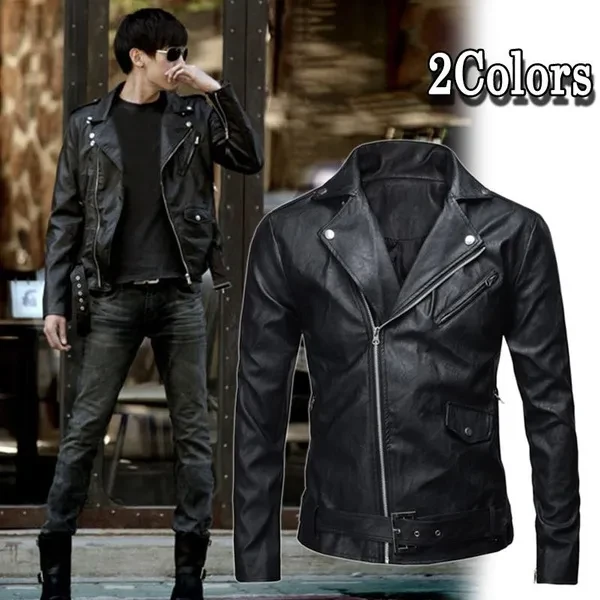 Men Leather Jacket - Lambskin Winter Vintage Motorcycle Biker Jacket, Moto Riding & Racing Jacket