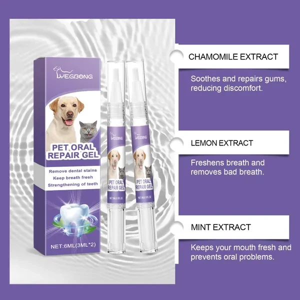 Pet Oral Repair Gel Dog And Cat Oral Cleaning Care Bad Breath Tartar Fresh