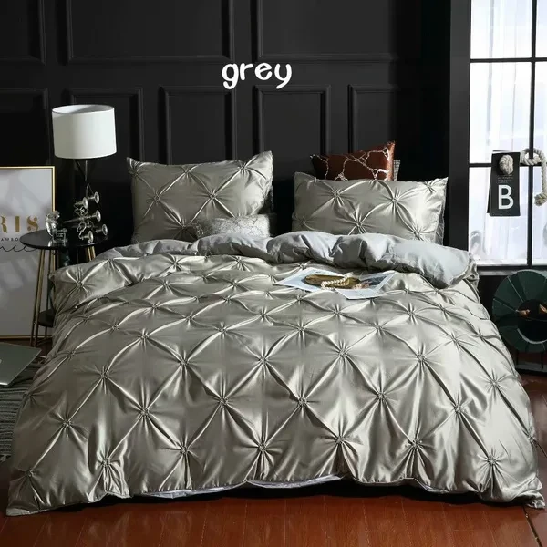 8 Size Satin Design Solid Color Bedding Sets Single Double Full Queen King Size Silk Duvet Cover & Pillowcase Set