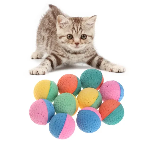 10 Pcs Pet Toy Latex Balls Colorful Chew For Dogs Cats Puppy Kitten Soft Elastic API