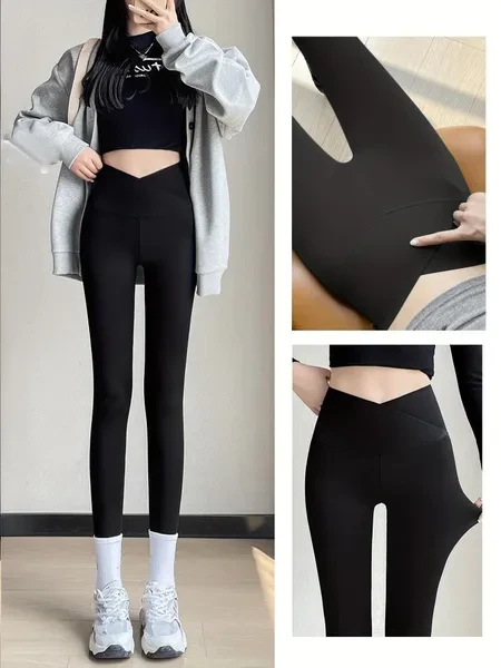 New Cross Waist Butt Lifting Yoga Pants, High Stretch Running Sports Leggings, Women's Activewear