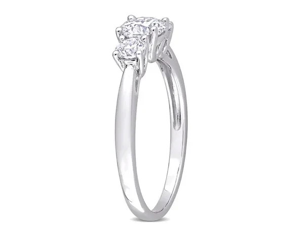 1.00 Carat (ctw) Lab Created Three Stone Moissanite Engagement Ring in Sterling Silver