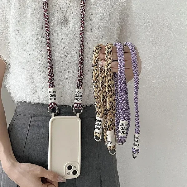 Popular three-strand rope Mobile Phone Straps Crossbody, Colorful Rope Shoulder Chain Long Anti-lost Mobile Phone Lanyard for Phone Bag Accessories