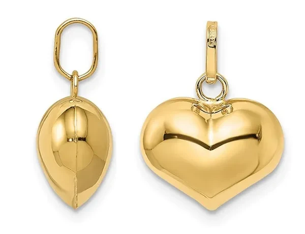 14K Yellow Gold Heart Pendant Necklace with Chain