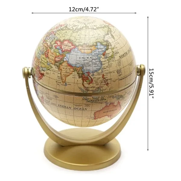 Vintage English Edition Globe World Map Decoration Earth Globes with Base Geography Classroom Home Office Decoration RDV