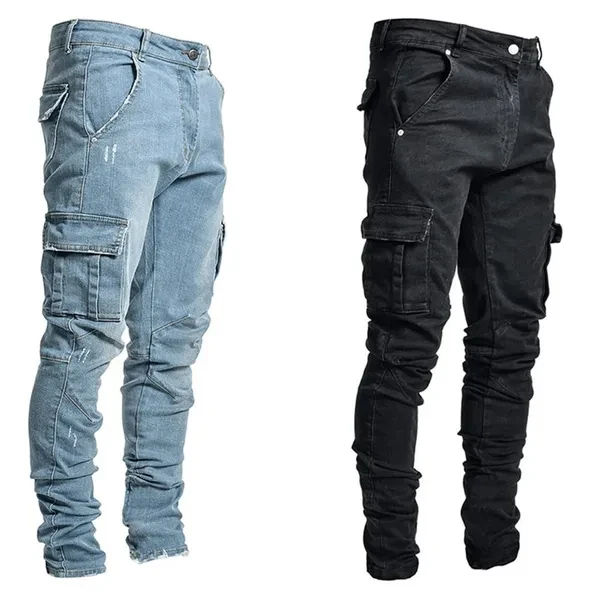 European and American New Jeans Men's Side Pocket Small Foot Tight Jeans Men's Teenagers Cool, Handsome and Fashionable