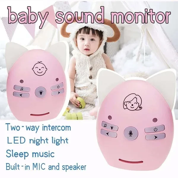 V30 Cute Audio Baby Monitor Fetal Baby Cry Vibration Alarm Reminder Portable Baby Electronics Wireless Two-way Audio Monitoring.Audio Intercoms