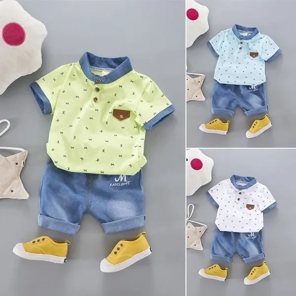 2Pcs Clothes Set Newborn Infant Baby Boys Short Sleeved T-Shirt+ Shorts Pants Outfits Kids Clothes Set