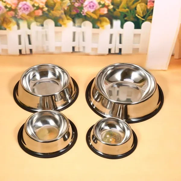Dog Bowl Stainless Steel Travel Feeding Feeder Water Bowl For Pet Dog Cat Puppy Food Bowl Water Dish 4 Sizes