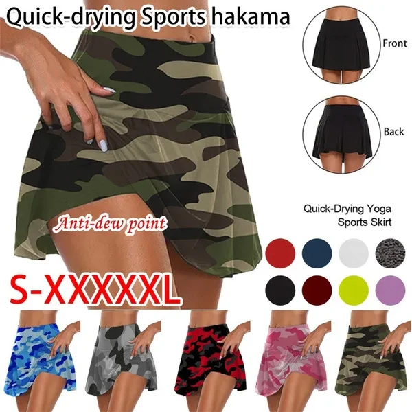 XS-5XL Ladies Fashion Double-layer Sports Shorts Quick-drying Yoga Leggings Fitness Shorts Skirt