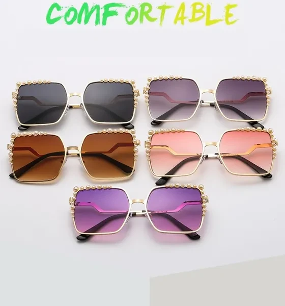 46340 Pearl Square Luxury Metal Frame Sunglasses Men Women Fashion Shades UV400 Vintage Glasses