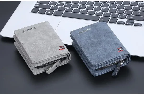 Fashion Men Wallet Pu Leather Credit Card Holder Purse Zipper Wallet Coin