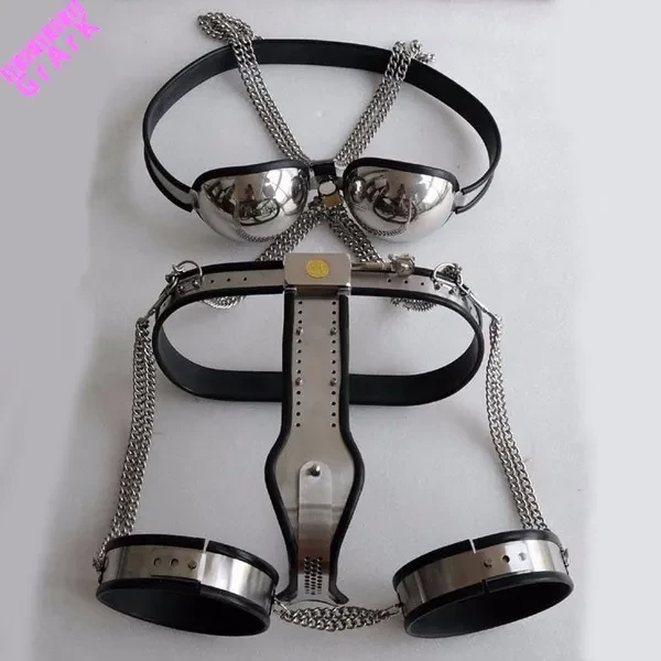 fetish Stainless Steel female chastity belt 4pcsset bdsm bondage restraints chastity belt female erotic toys sex toys for women