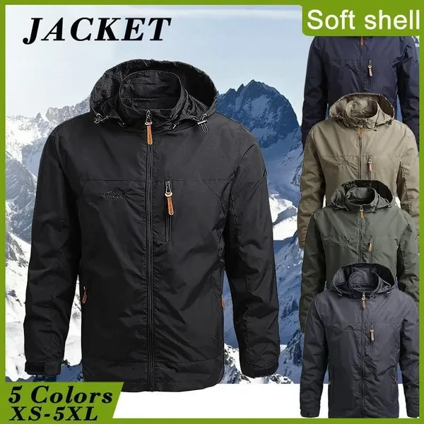 Zhoudupan New Military Jacket Wolfskin Waterproof Army Coat Raincoat Men's Sportswear Outdoor Hoodie Soft Shell Tactical Jacket Rain Jacket For Autumn Winter Spring