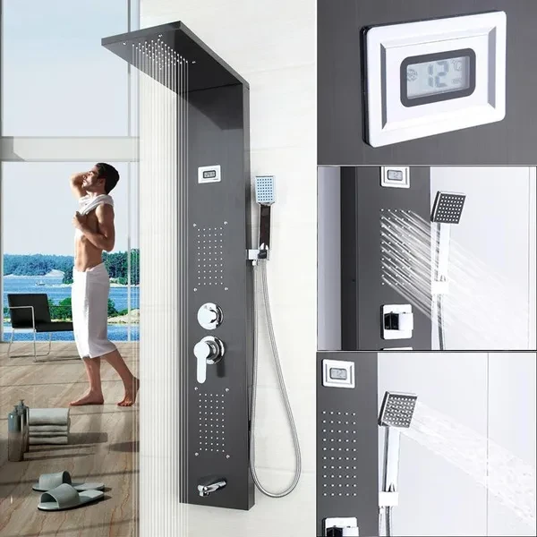 Bathroom Multi Function Shower Panel With Handshower Spary Wall Mount Tap