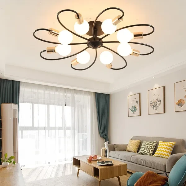 Nordic Pendant Lights Black Pendant Lamps 3 6 8 Head E2627 led modern ceiling Light Bulb Hanging Lamp Home decor Chandelier lighting