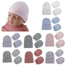 Newborn Baby Hat and Mitten Set Hospital Knit Hat Cap Soft Nursery Beanie Hat TAS