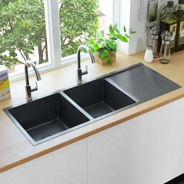Handmade Kitchen Sink with Strainer Black Stainless Steel Spüle gootsteen évier de cuisine