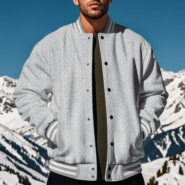 Autumn Winter Fashion Men's Casual Jacquard Baseball Jackets Men's Cardigan Coats 6 Colors