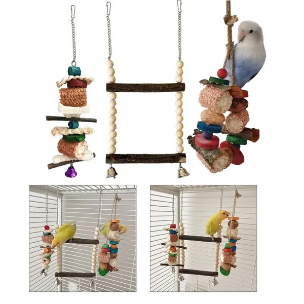 3pcs/set Pet Parrot Chewing Plant Parrot Toy Bites Resistances Bird Tearing Toy Cockatiels Molar Training Birds Cage Toy FOR