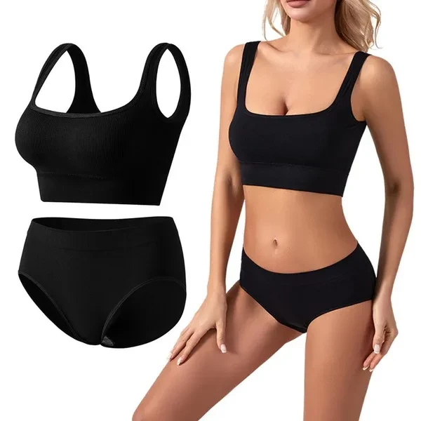 Women Sports Bras and High Waist Shorts Set Ladies Tummy Control Yoga Bra Two Pieces Workout Outfits Sports Exercise Set QIY