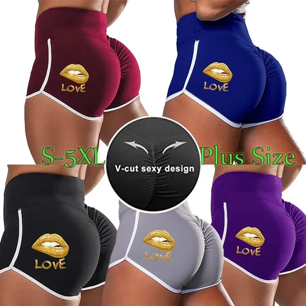 Plus Size S-5XL Women Summer Indoor Sports Pants Casual Slim Fit High Waisted Shorts Pure Color Elastic Waist Short Pants Ladies Fashion Running Yoga Shorts