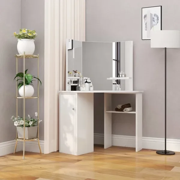 Corner Dressing Table Cosmetic Table Make-up Table White Ecke Toilettentisch corner kaptafel coiffeuse d'angle