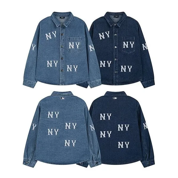 Fashion brand denim jacket men's and women's embroidery casual vintage sports long-sleeved shirt couple