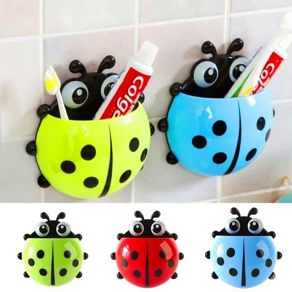 4 Colors Cute Ladybird Ladybug Toothbrush Toothpaste Shelves Pencilpen Storage Holders & Racks Children Brush Teeth HourglassTimers Bathroom Supply