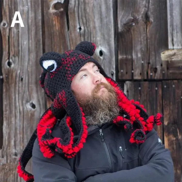 New Octopus Hat Octopus Autumn and Winter Hip-hop Funny Handmade Knitted Woolen Hat